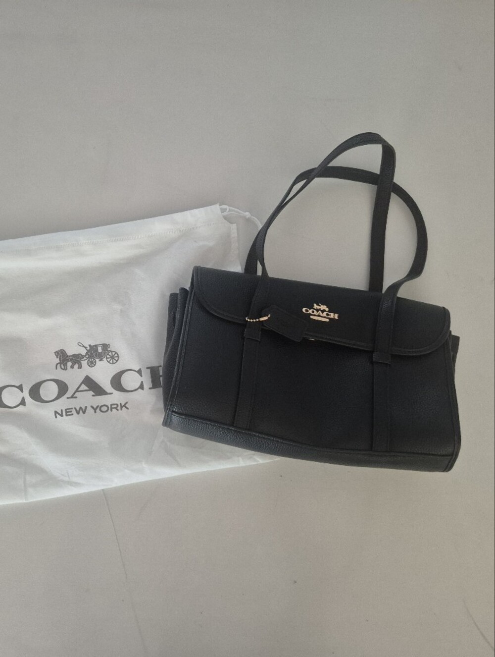 Bridger Flap Black Shoulder Bag with Gold Logo